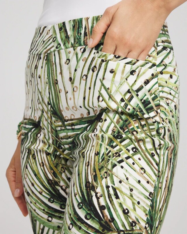 Brigitte Slim Ankle Palm-Print Pants - image 4